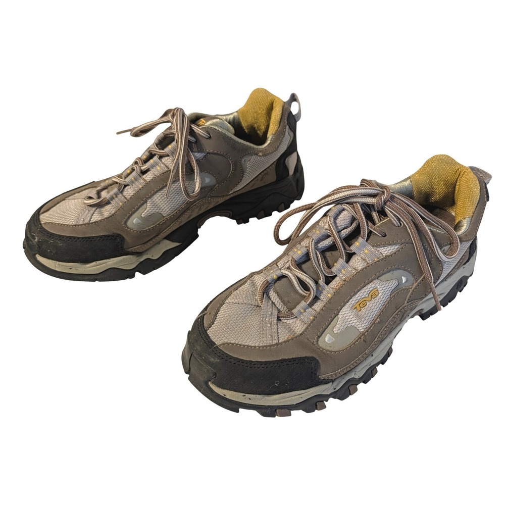 Teva Womens Sz 7 Low Top Trail Hiking Running Shoes Brown Grey Outdoor Sneakers